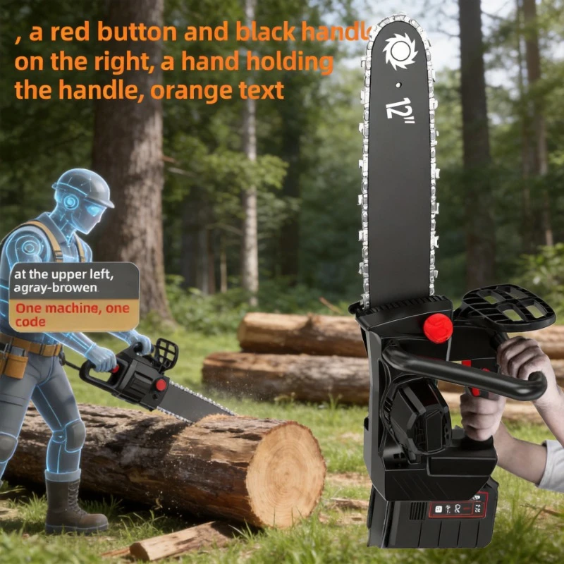 High Power Large Capacity Handheld Lithium Electric Chainsaw Mini Household Tree Wood Cutting Saw