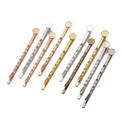 20pcs 6-12mm Round Flat Hair Clip Blank Bezel Base Setting Tray For DIY Handmade Hairpin Jewelry Accessories Making Supplies