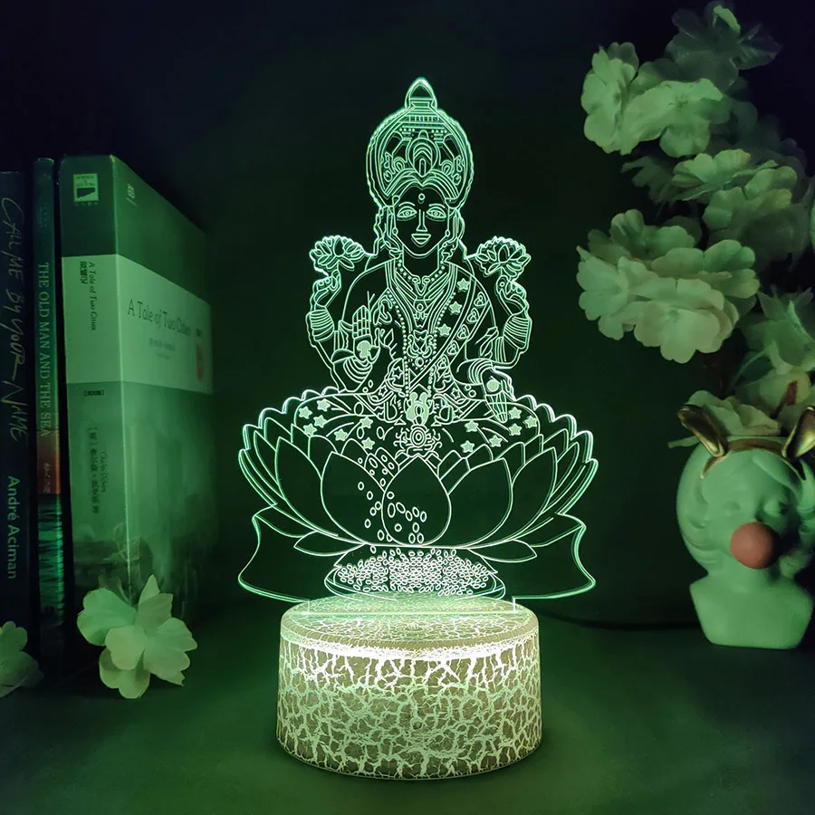 Hindu God Vishnu 3D Night Lamp Home Accessories Fireplace Lighting Decoration Religious Art Light LED Lord Lamps RGB Table Ligh