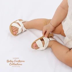 Tregren Newborn Baby Girls Summer Sandals Shoes Solid Color Hollow out Soft Sole Shoes Outdoor Indoor Infant Casual Flat Shoes