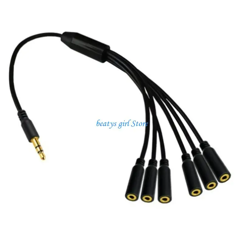 

C7AB Headphone Splitter, 3.5mm Male to 3/6 Female Port,20inch Extension Cable for Gamings Headsets, Phone, Tablets & More