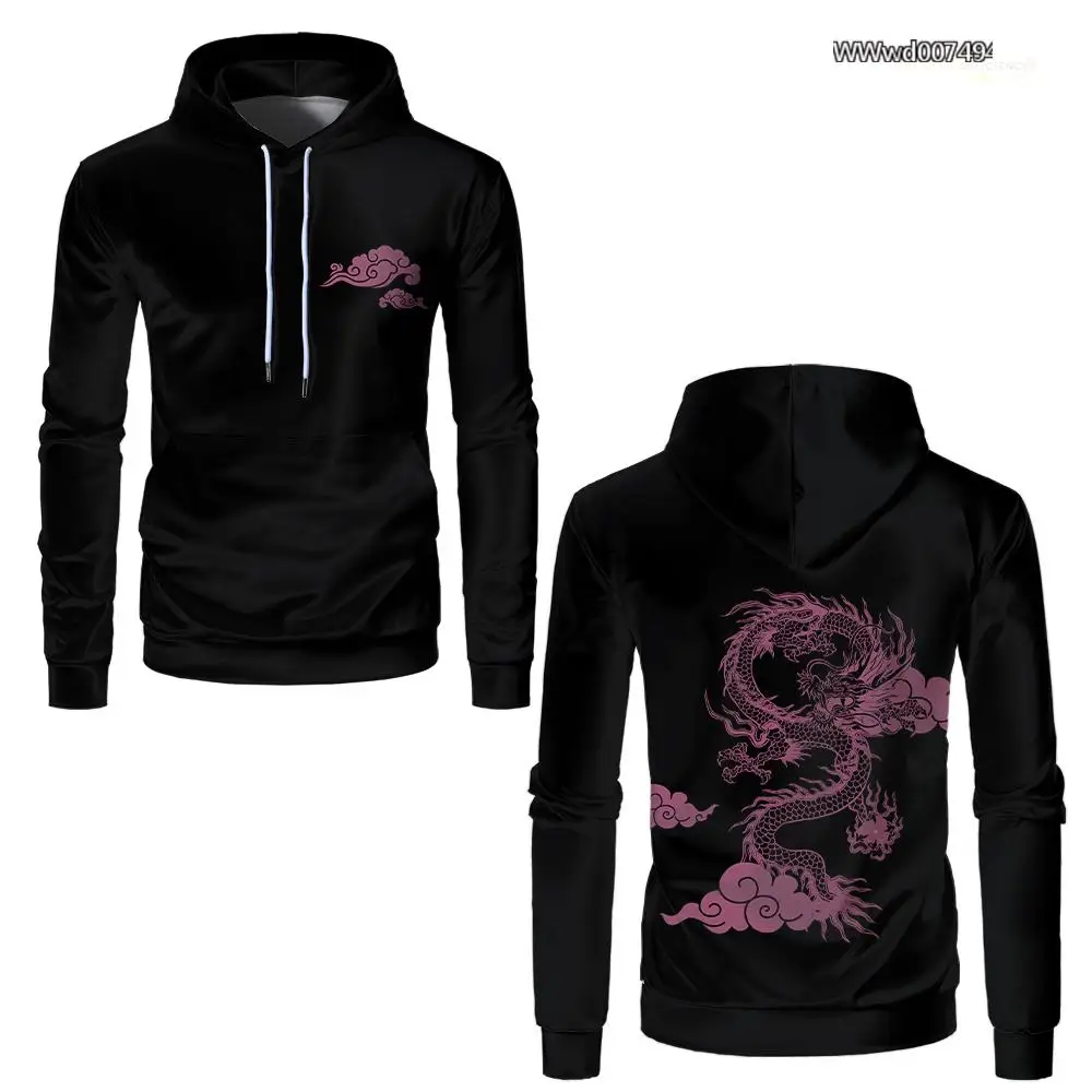 Autumn and winter new Chinese dragon totem 3D printed hoodie street casual all-match tops men and women fashion sweatshirt