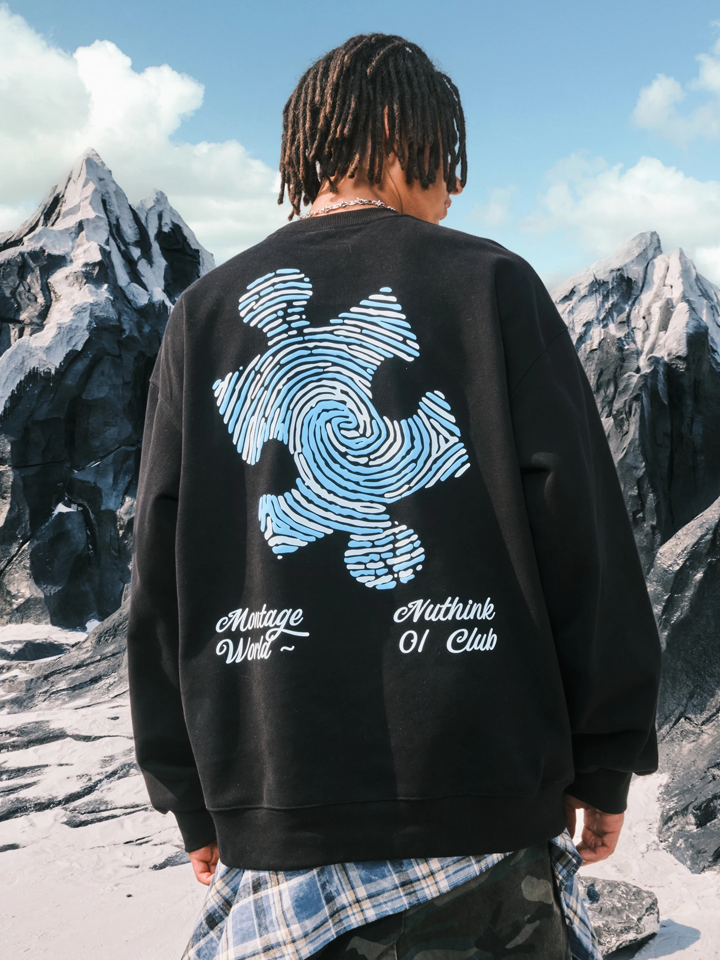 

Свитшот Nuthink American Style с круглым вырезом, свободный крой, коллекция Весна 2026, парные футболки для влюбленных, смесь хлопка и полиэстера