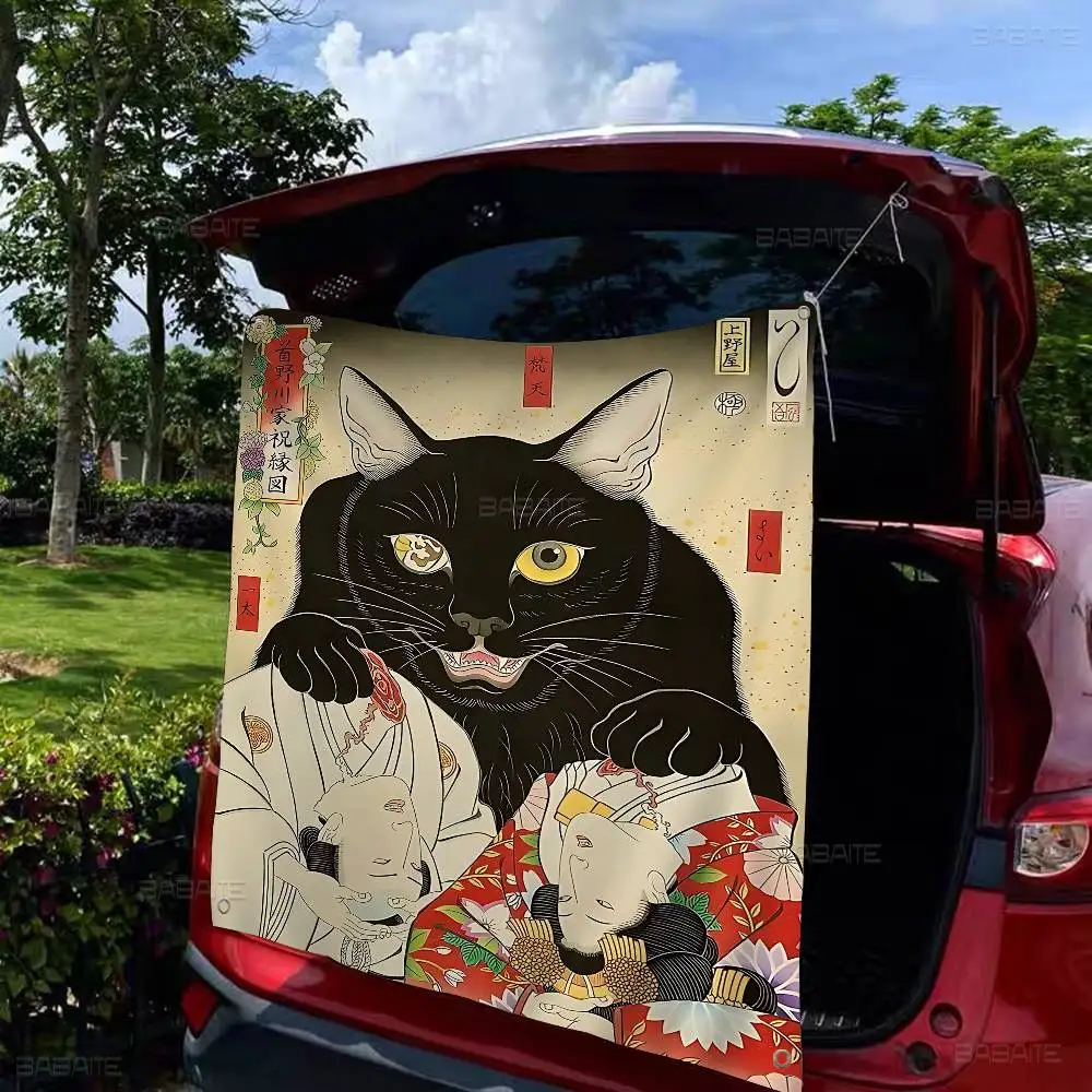 مضحك امرأة يابانية تصرخ في القط دوجي أنيمي الرسم البياني العلم لغرفة المعيشة المنزل النوم ديكور فني ديكور المنزل راية #1