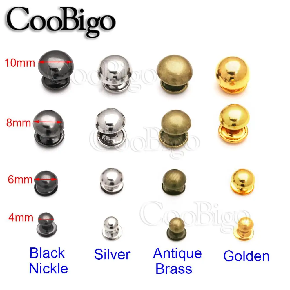200sets Round Mushroom Rivets Leathercraft Studs Spikes Clothes Garment Belt Bag Shoes Sewing Double Cap Nailhead Metal 4mm-10mm