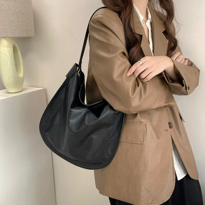 

Genuine Leather Armpit Tote Bag 2025 Single-shoulder Women's High-end Feel Top-tier Leather Crossbody Designer Luxury Bag