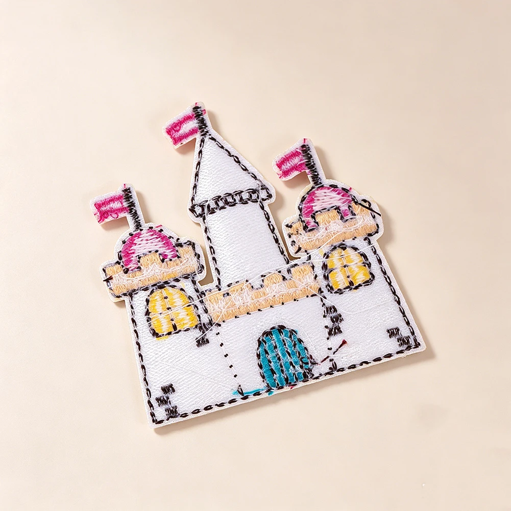 Märchenprinzessinnen-Schloss, bestickter Aufnäher, Cartoon-Applikation für Kinder, Mädchenkleidung, Jeans, Mütze, Jacke, DIY-Kleidung, Reparatur, Dekoration – Detail 5