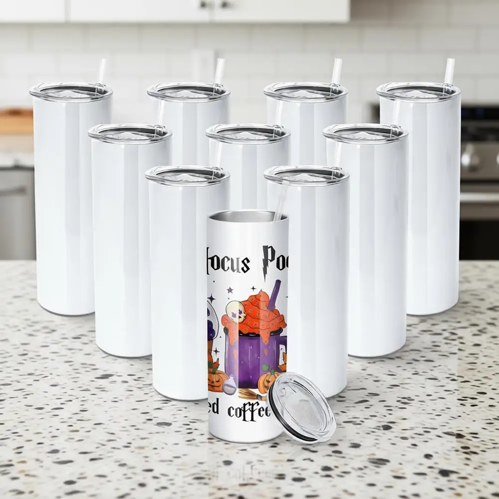 

Набор из 10 сублимационных термокружек-тамблеров объемом 20 унций, узкие, из нержавеющей стали, с изоляцией, для путешествий