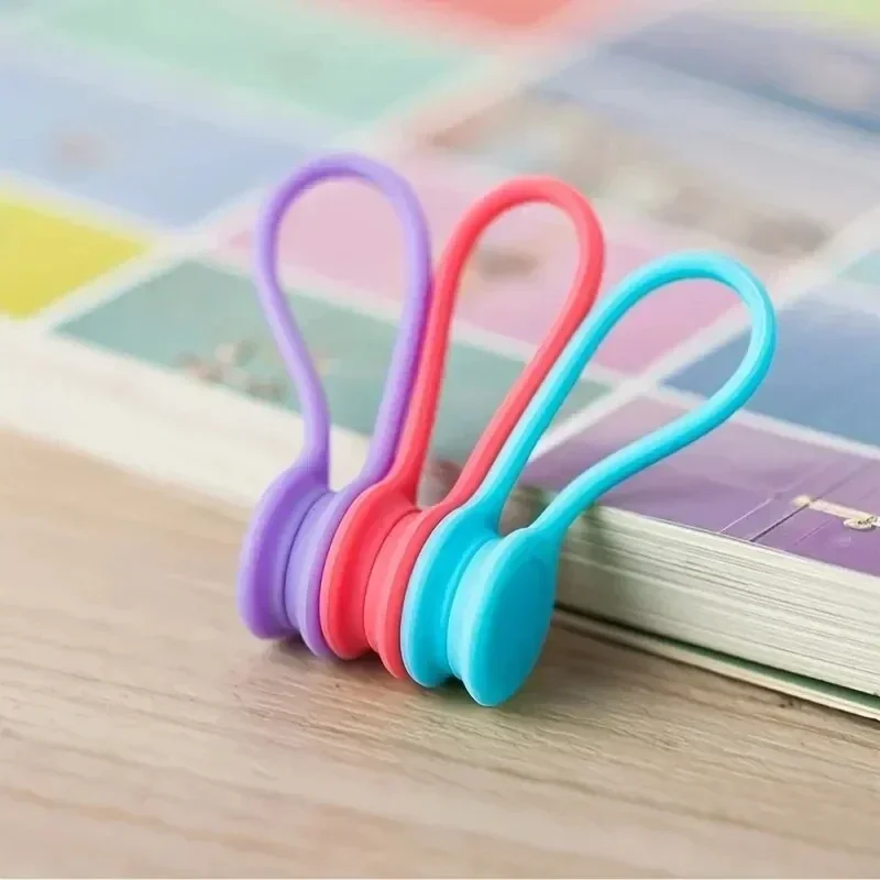 5/3/1PCS Silicone Magnetic Cable Tie Reusable Wire Organizer Clips For Bundling Securing Headphone Holder Data Cables Winder view 5