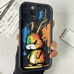 Graffiti Rabbit Phone Case for Xiaomi Mi 14 12T 11 Lite Poco C61 X5 X4 X3 NFC GT M6 M3 F5 F4 Pro 4G 5G Soft Ladder Lens Cover