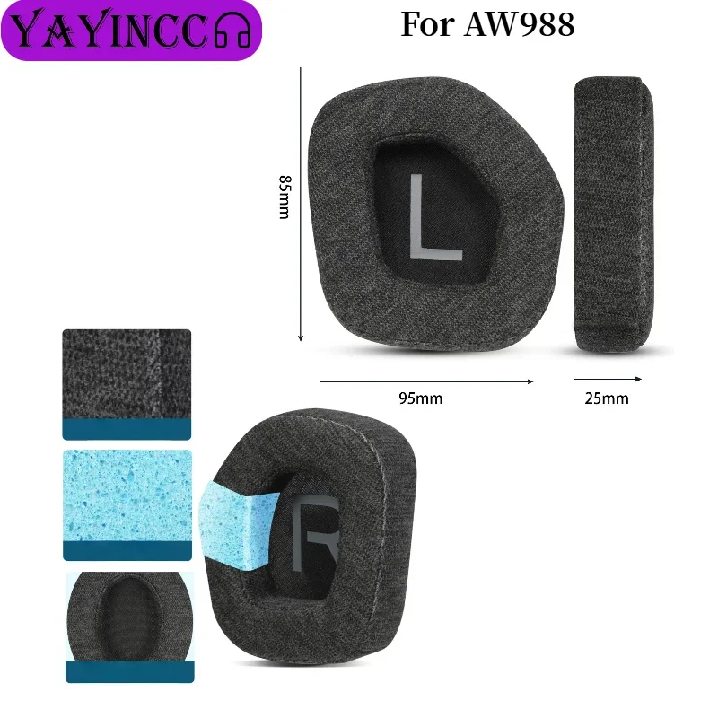

Earphone Skin friendly cotton fabric Ear Pads For AW988 Earpads Sponge Comfortable to wear Replacement Headphones Accessories