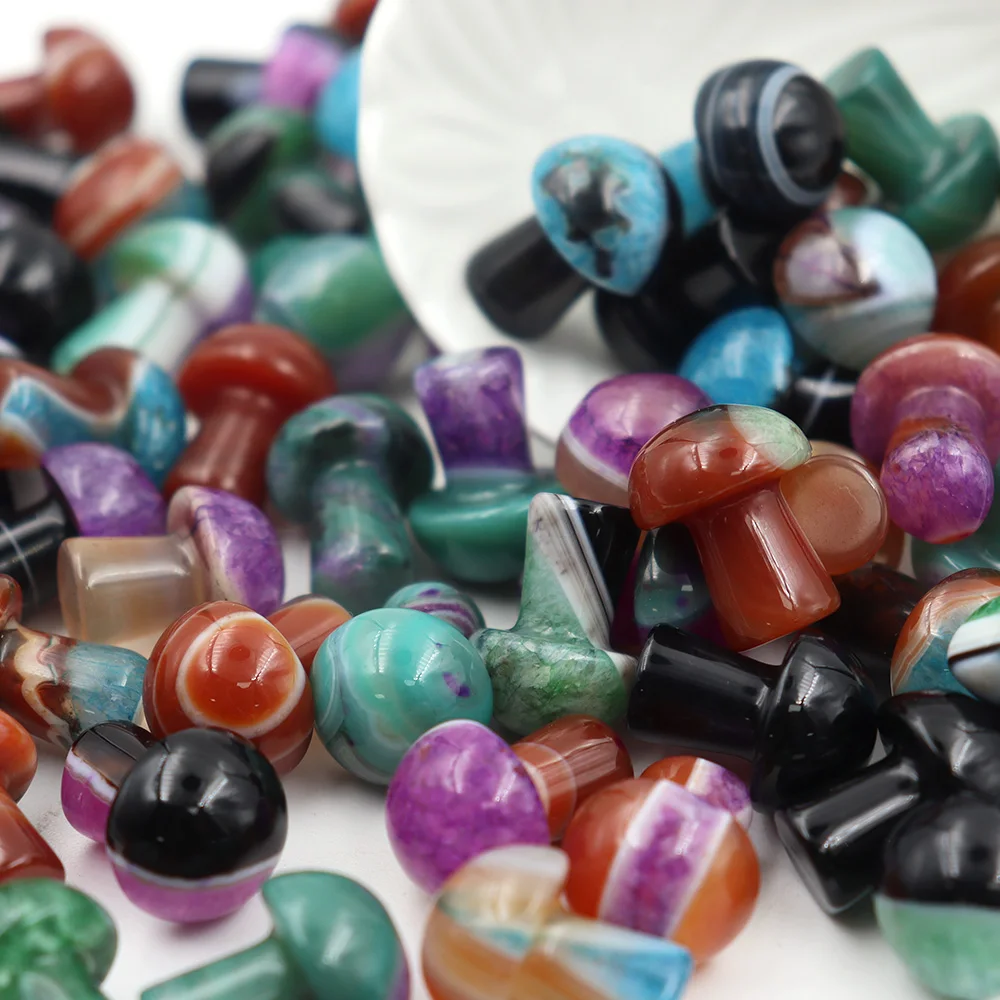20Pcs Mini Mushroom Crystal Charms 15x20mm Natural Gemstone Figurine Healing Energy Reiki Meditation Home Decor Wholesale Gift