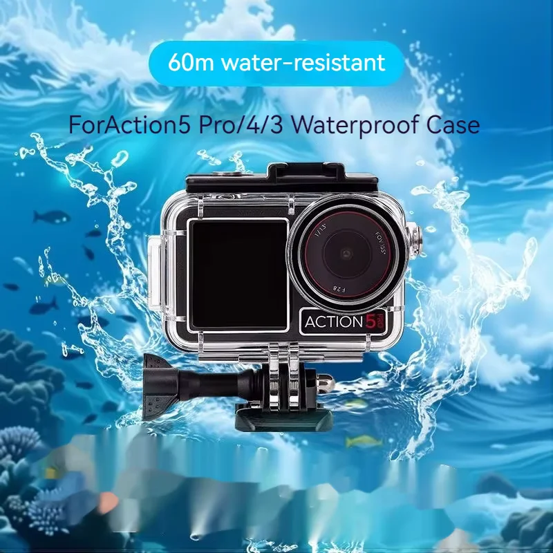 Accessories kit For DJI action5pro/4/3 waterproof case/power clamp/selfie stick/Elastic head head case/Helmet strap/brackrt