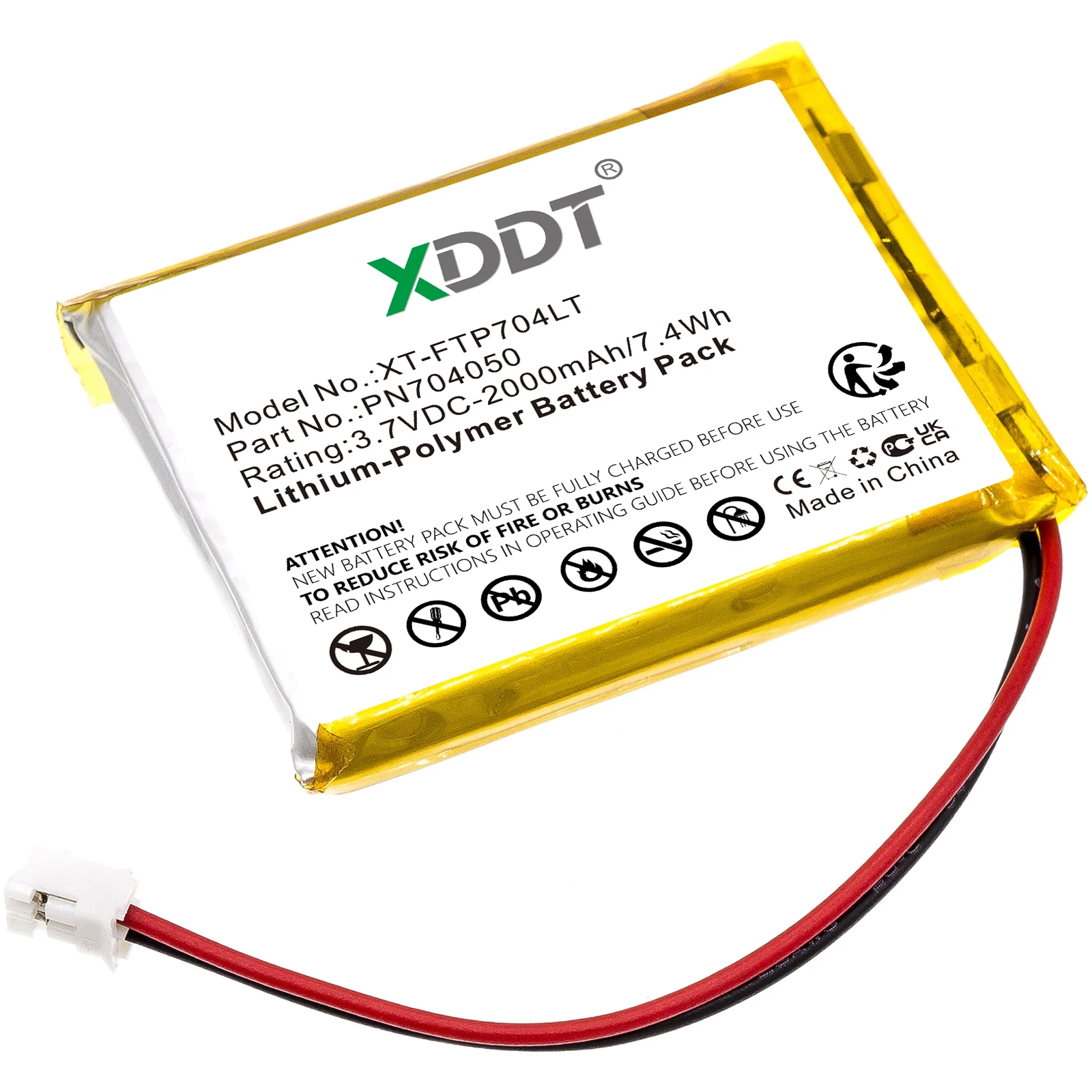 XDDT 3.7V 2000mAh LED Light Battery PN704050 for Fatboy Edison the Petit, LED Table Lamp Ediso