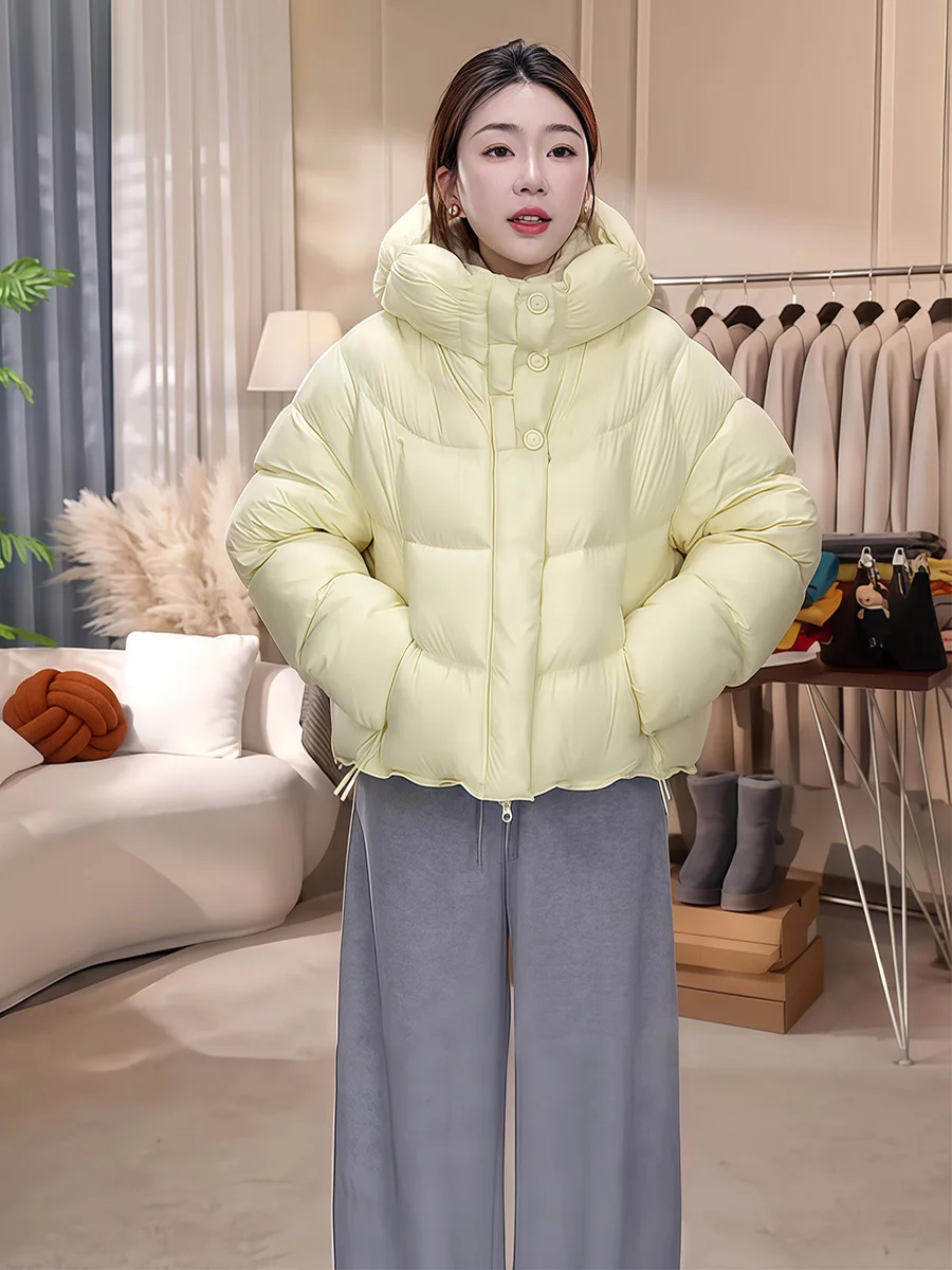 

Новая женская утепленная куртка-пуховик с капюшоном, свободного кроя, желтая, повседневная, на молнии