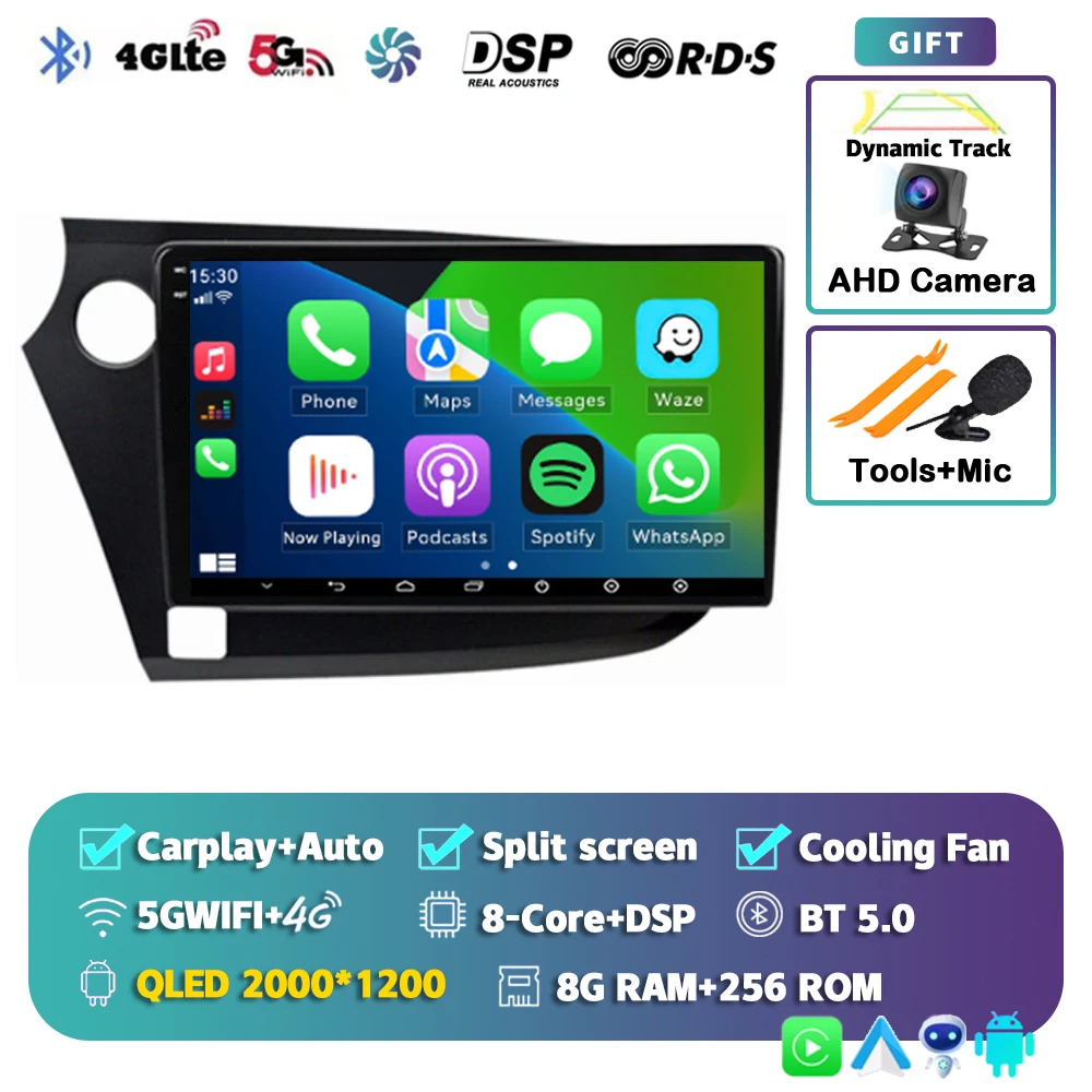 Android 15 Carplay Auto Radio Multimedia Speler Voor HONDA INSIGHT 2009-2014 Navigatie Autoradio GPS Stereo 2din Head unit