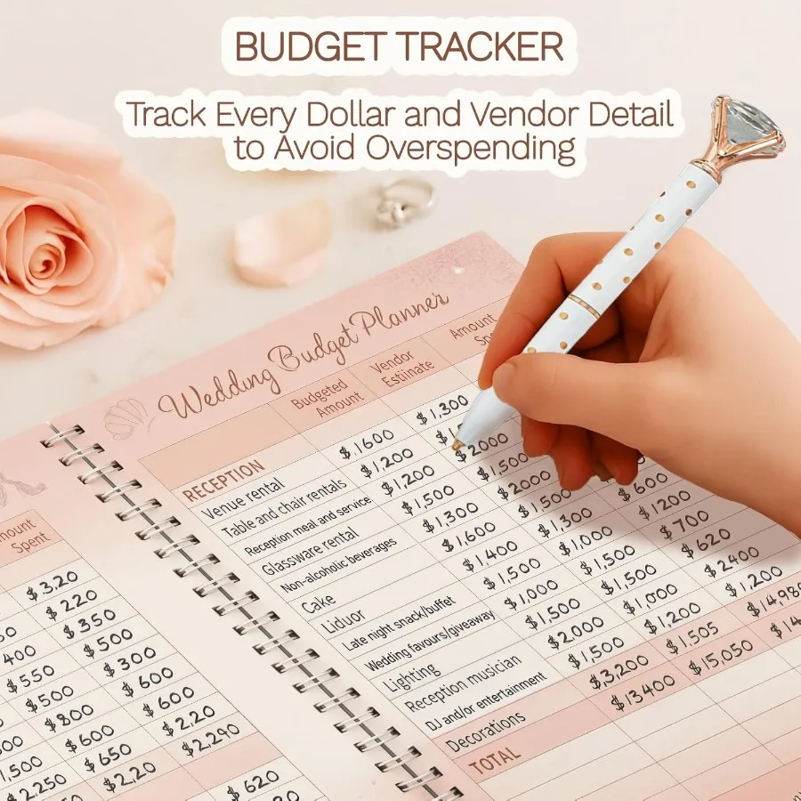 Wedding Planner Book Organizer: 12Month Checklist with Budget Tracker and Seating Chart For Bride's Engagement Preparation