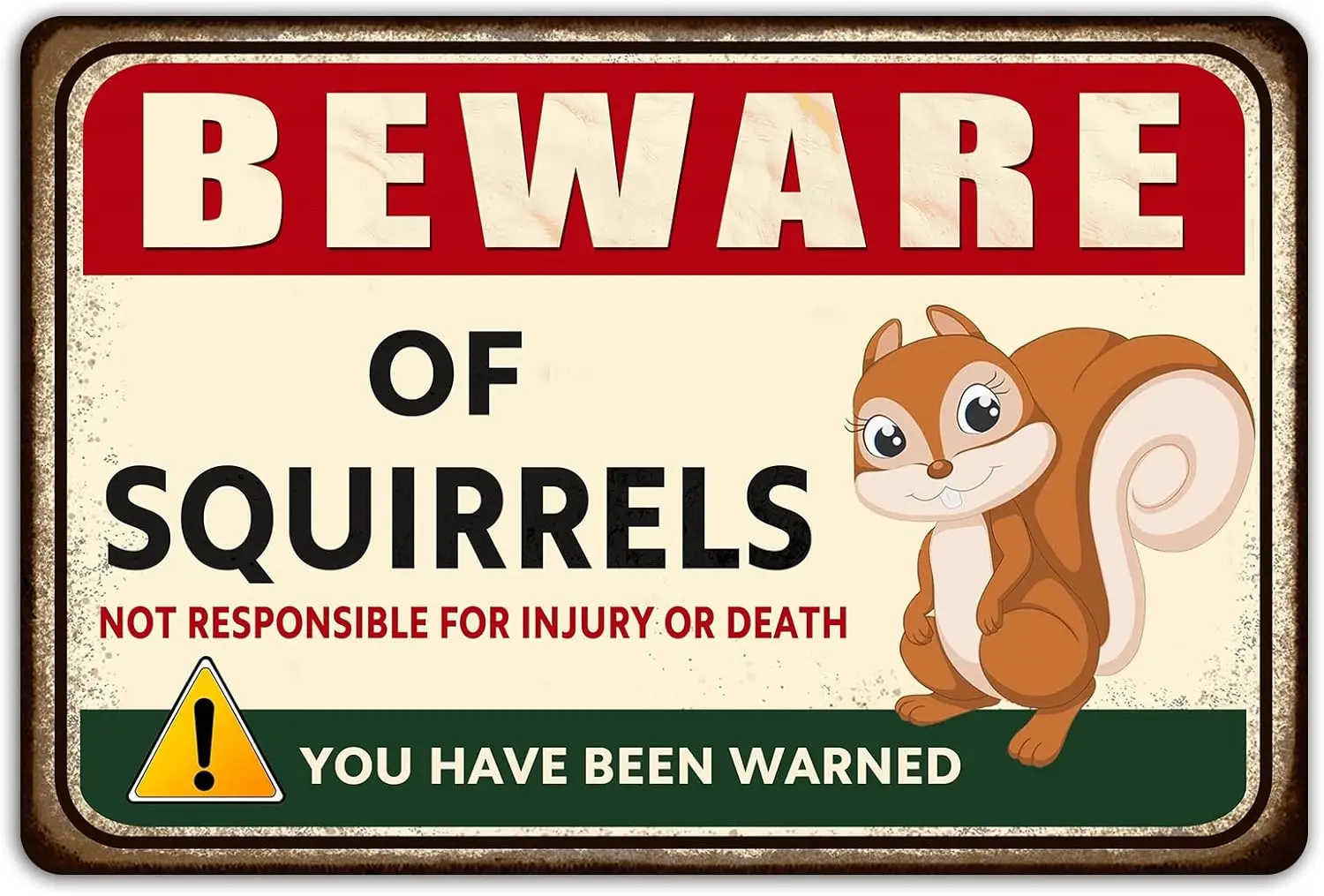 Squirrel Decor Sign, Funny Squirrel Gifts for Squirrel Lovers - Squirrel Stickers Call Stuffed Plush Vintage Metal Tin