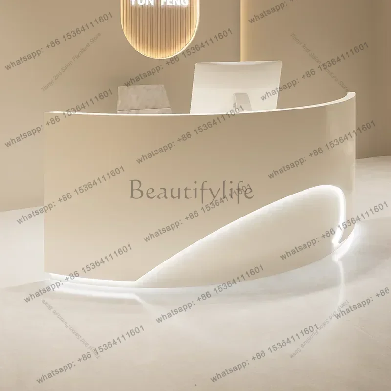 Factory Direct Sales Modern And Simple Checkout Page Curved Reception Desk For Company, Beauty Salon Clothing Store Bar Hair Sal