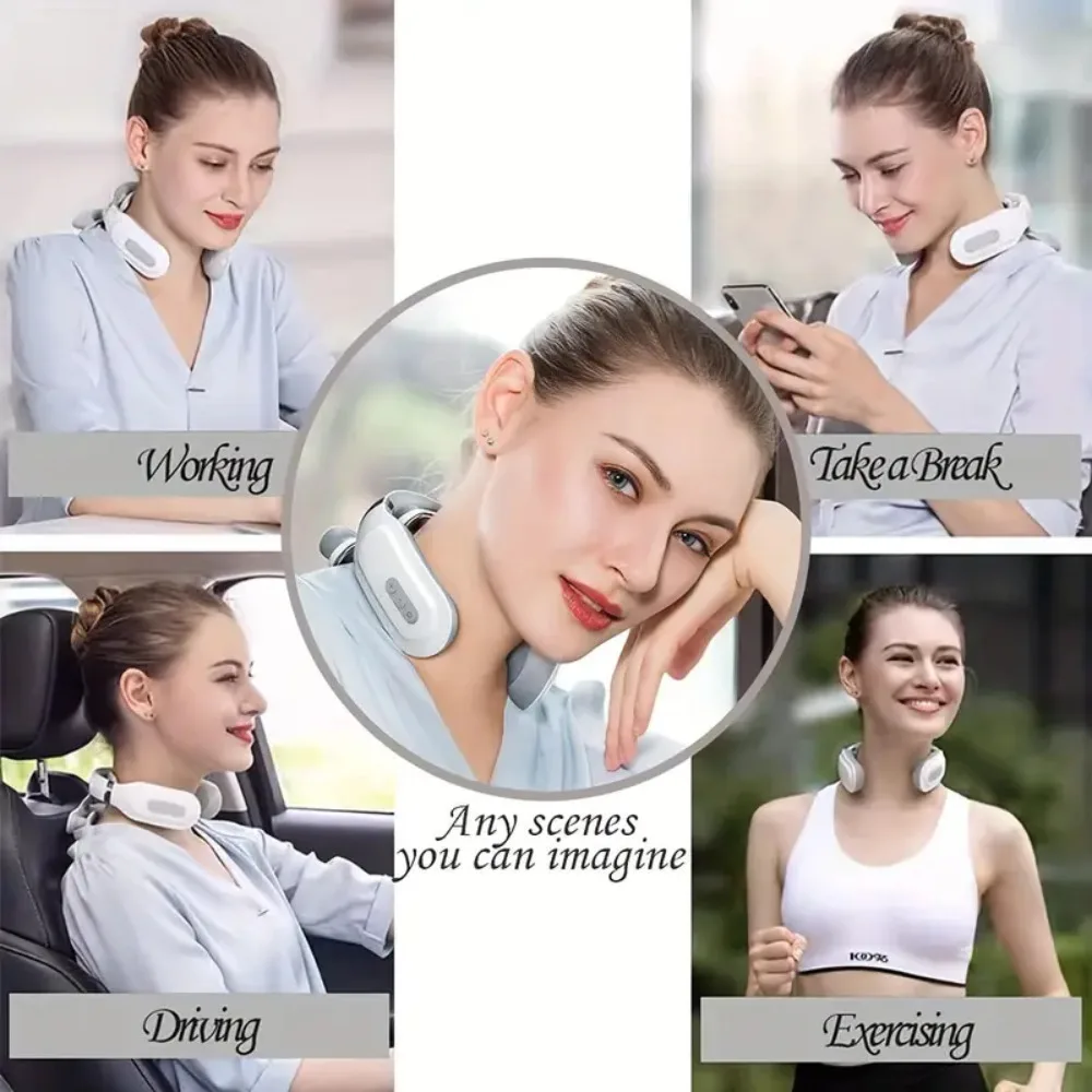 Hot Compress Kneading Neck Massager with 4 Massage Heads - Electric Deep Tissue Massager for Neck - Holiday Gift for family image 3