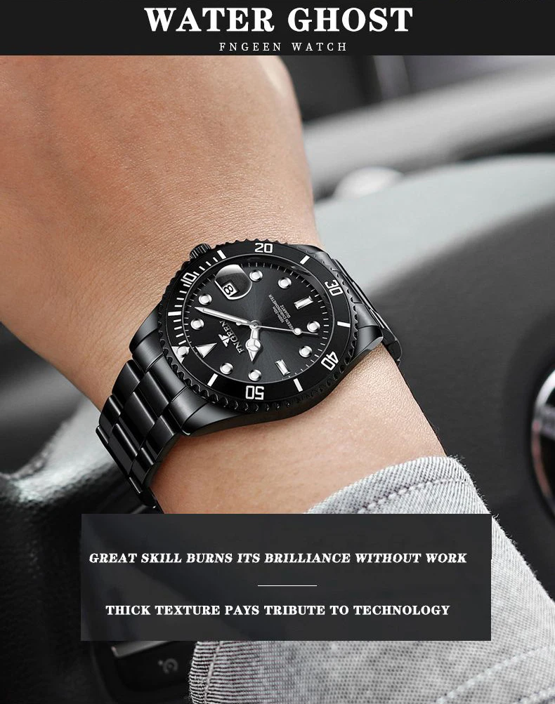 BINBOND Quartz Watches For Couples And Friends Orginal Design Auto Date Stainless Steel Durable Men's Watch Luxury Reloj