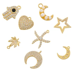 ZHUKOU 1 Piece charms Sweet Heart Pendant Starfish Star charms for jewelry making Cubic Zirconia pendant Jewelry material VD1330