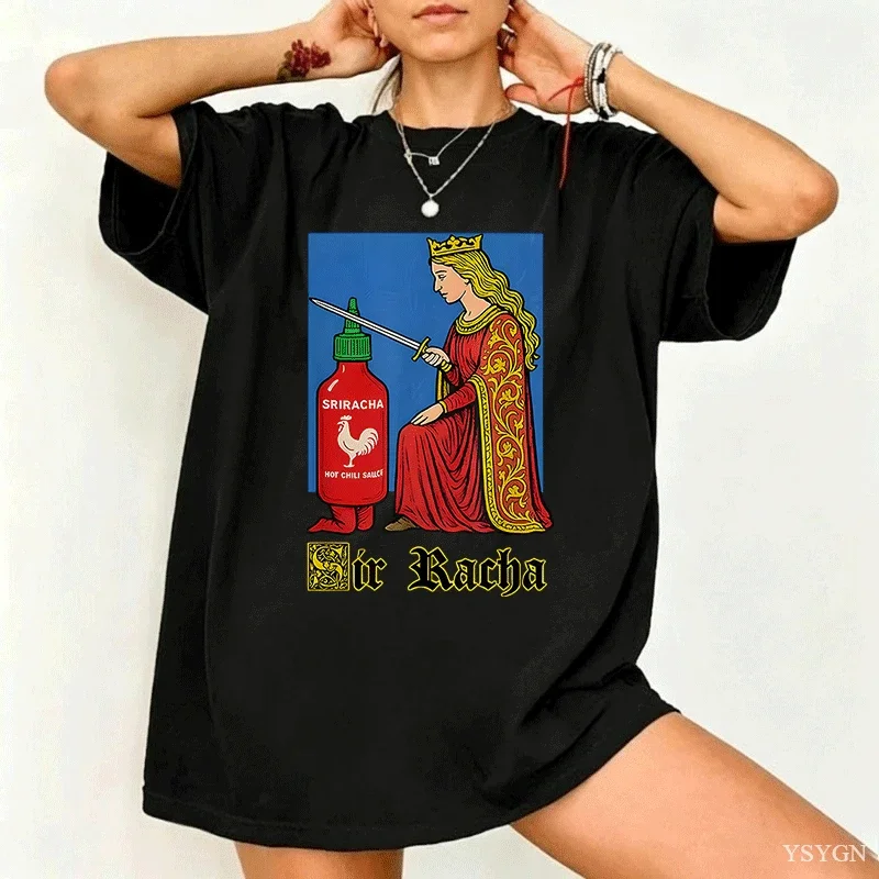 Funny Sir Racha Chili Sauce Graphic T-Shirt Men Women Clothing High Quality Casual Cotton Short Sleeve T-Shirts Fashion T Shirts