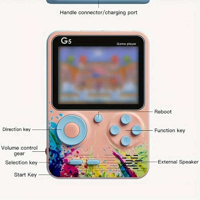 500 Games Mini Handheld Game Console Built-in Classic Retro G5 Player Support TV Out With Gamepad Kids Adults Christmas Gift