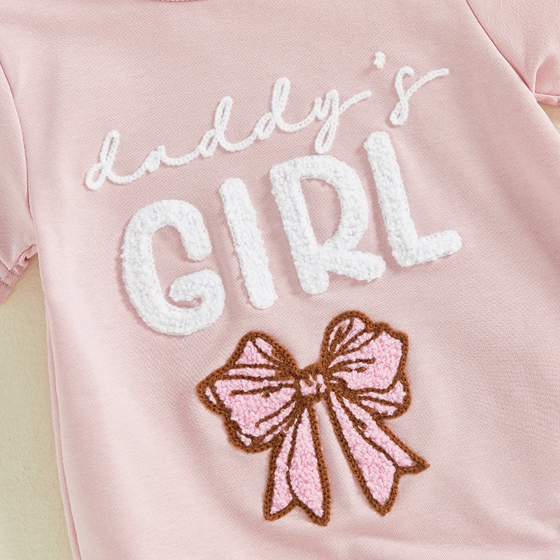 Daddy s Little Princess Father s Day  with Floral Embroidery and Ruffle Sleeves for Baby Girls
