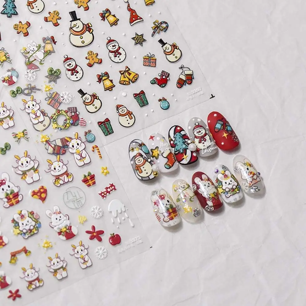 

Наклейки для ногтей, аксессуары для ногтей, Рождественские Подвески для ногтей, рождественские наклейки для ногтей, лазерный снеговик
