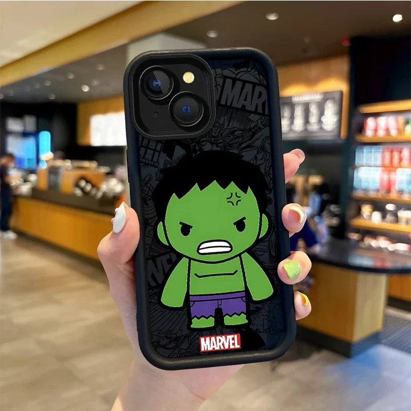 Funda de teléfono de dibujos animados de Marvel, carcasa protectora a prueba de polvo, Venom, Hulk, Deadpool, para iPhone 15, 14, ProMax, XR, XS,