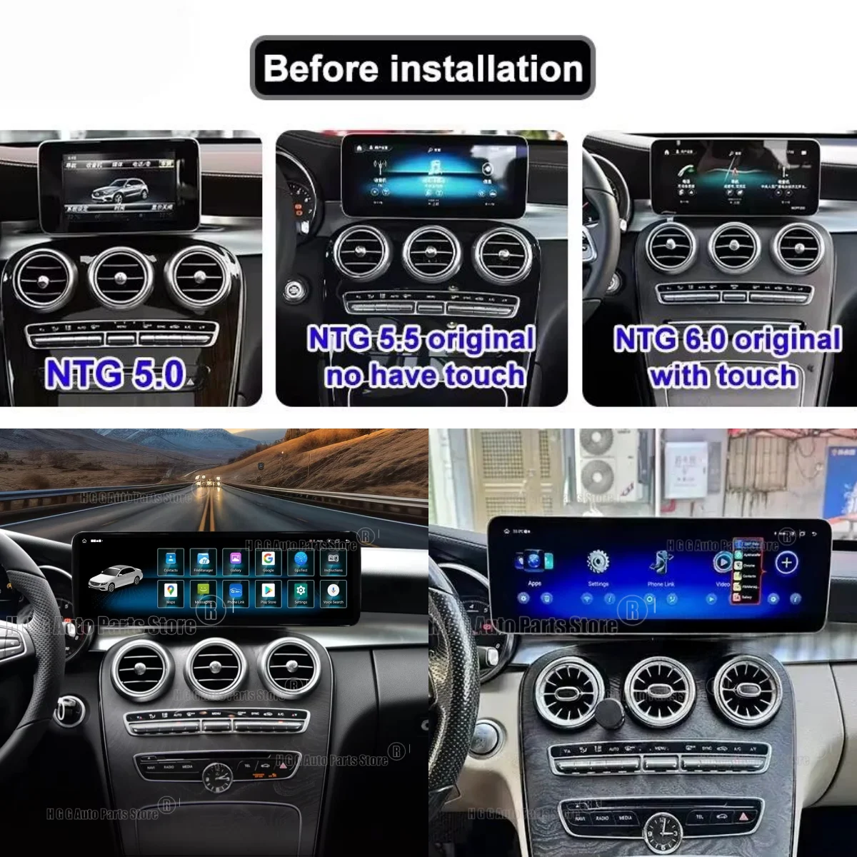 Android 14 Carplay 14.9Inch Touch Screen For Mercedes Benz C class W205 GLC W446 X253 2015 2016-2021 Car Radio Multimedia Player