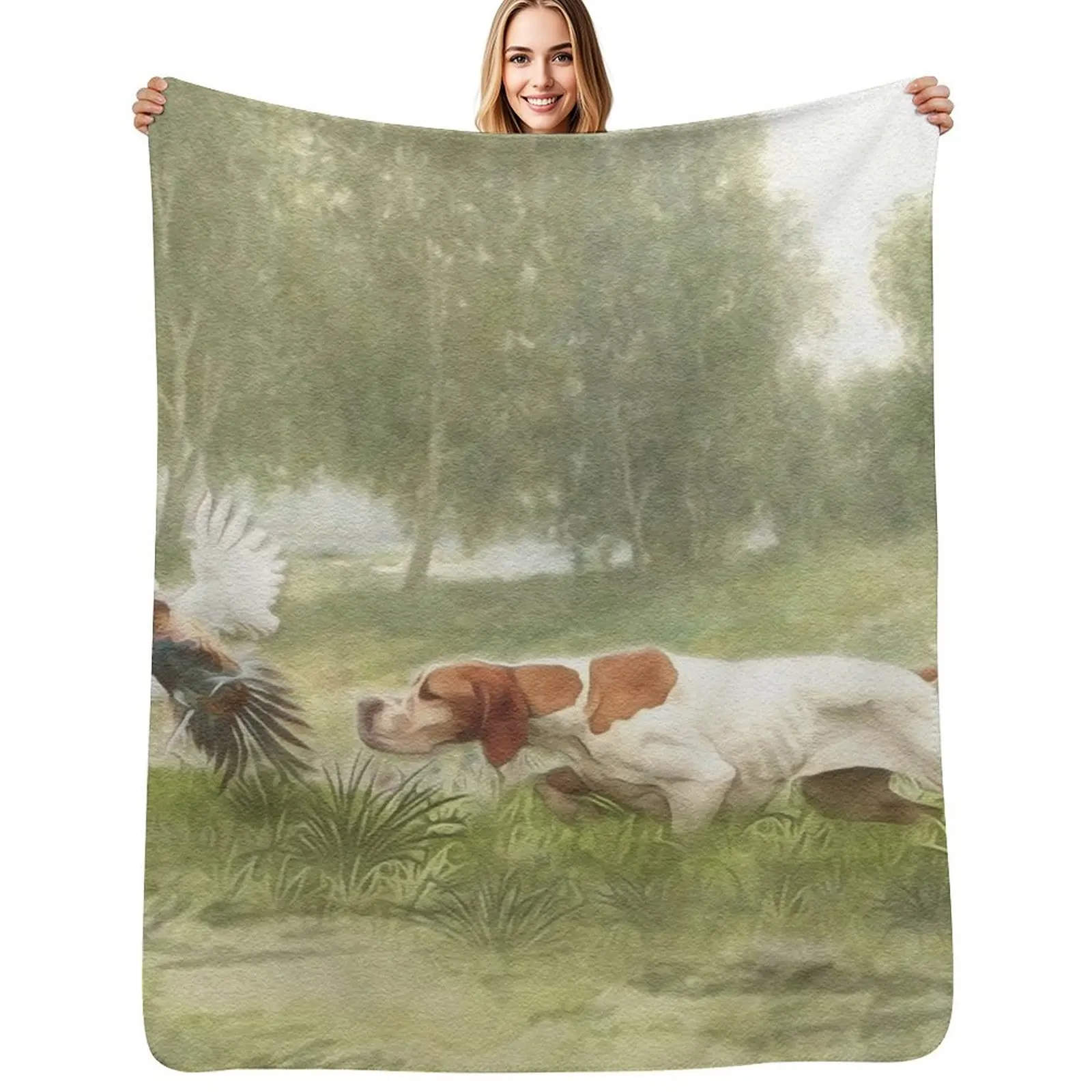 Pheasant Hunting with Pointer Throw Blanket Flannel Fabric for winter Kid'S Luxury St cosplay anime Polar Blankets