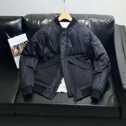 Chaqueta de plumón con cremallera y Bolsillo grande, uniforme de béisbol Vintage cálido, ropa de calle, Parkas de manga larga, prendas de vestir exteriores a prueba de viento, Invierno