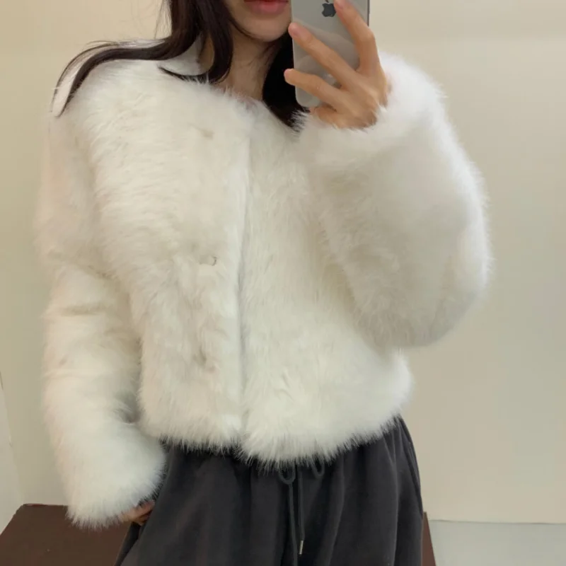 Faionable Chic Cappotto di pelliccia da donna con vestibilità ampia abbottonata di lusso Sle Autunno Inverno Capispalla coreano Sle Premium Quali