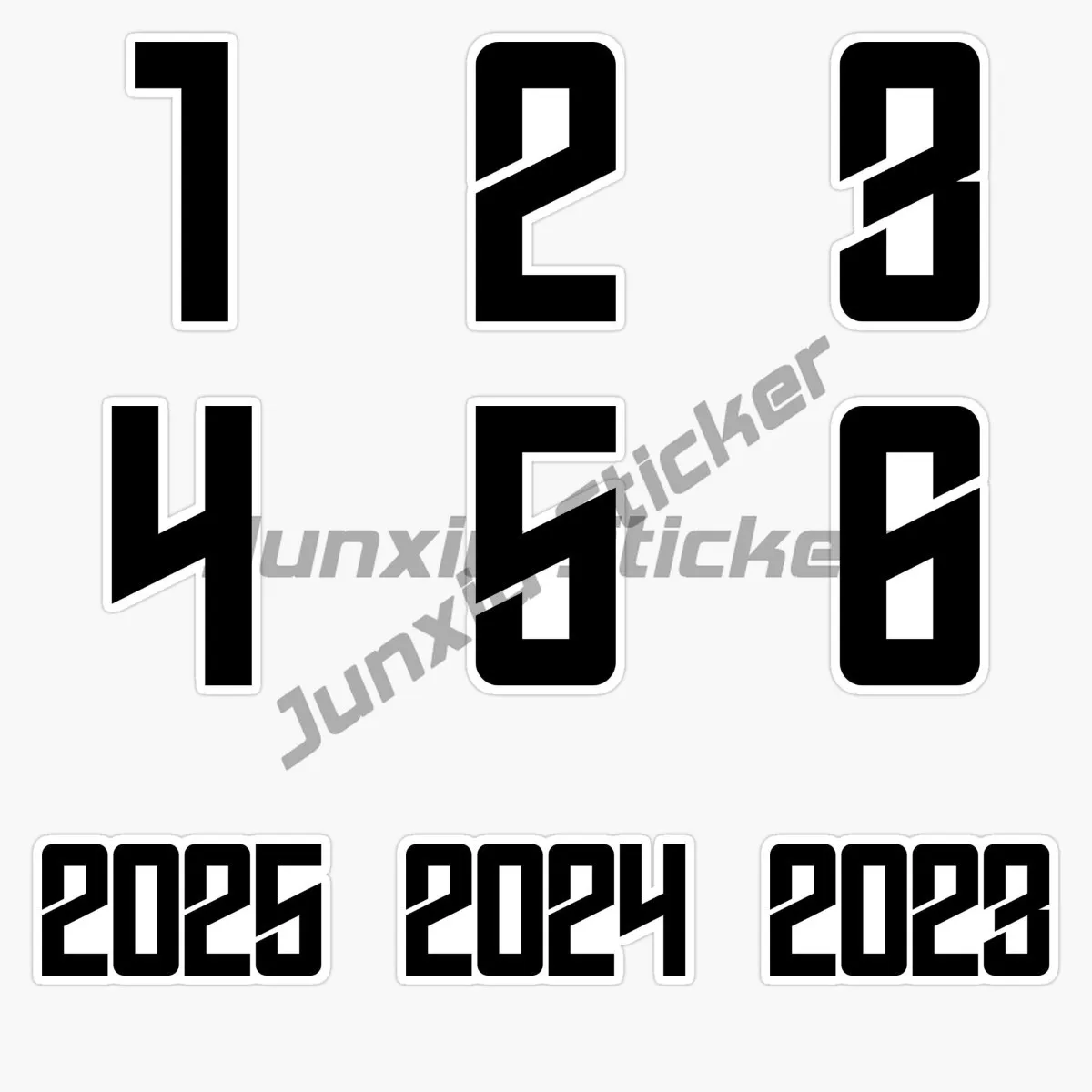 Black Number 0-9 2023-2024-2025 Year Can Be Combined in Car Sticker Car Motorcycle Logo Decal Laptop Phone Tablet PVC Decor