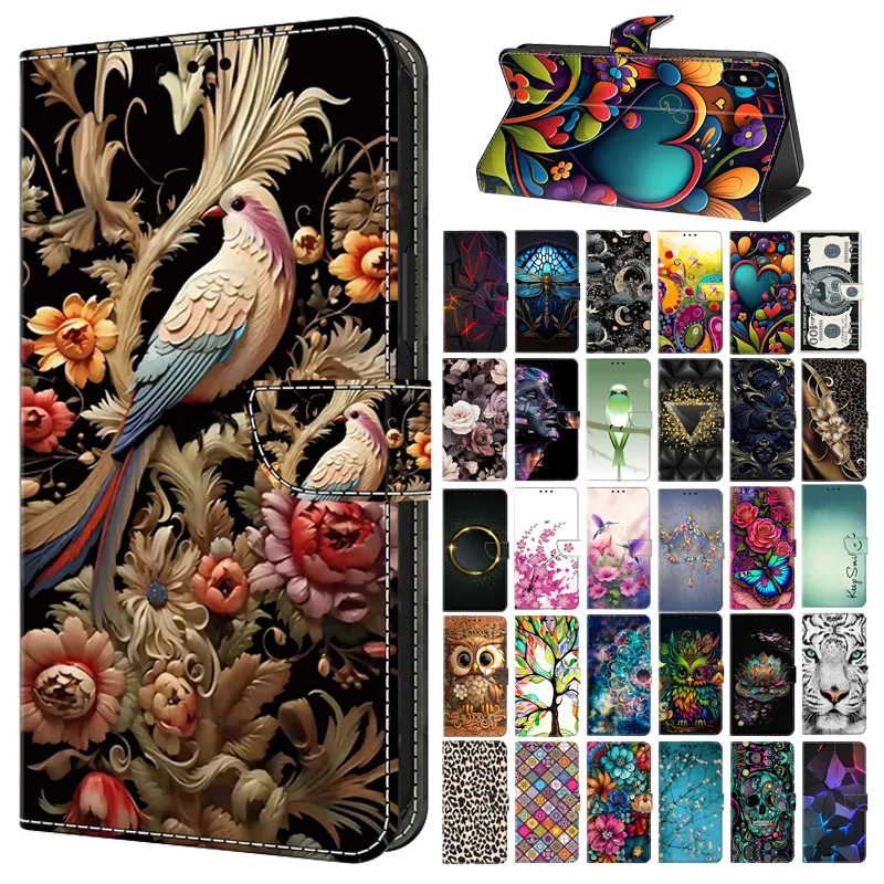 OPPO A53 A53s 4G กระเป๋าสตางค์ทาสีสําหรับ OPPO A54 A74 A93 5G ฝาครอบโทรศัพท์หนังสําหรับ OPPO A73 กระเป๋าป้องกันกรณี Fundas