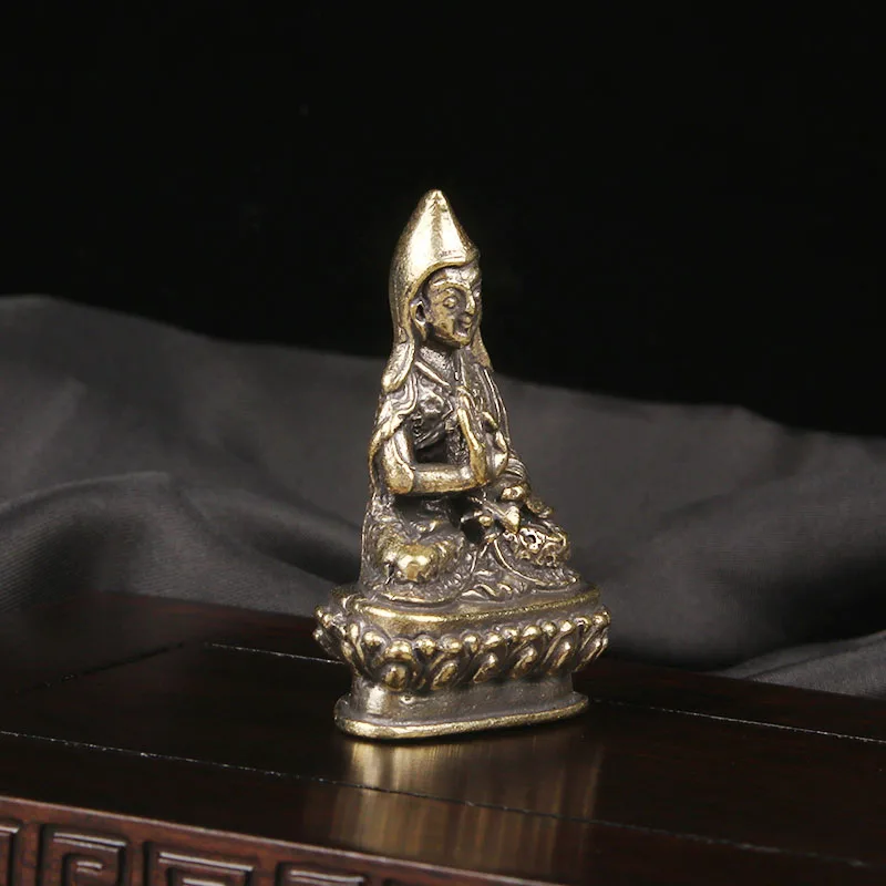 Brass Tsongkhapa Master Buddha Statue Desktop Ornament Bronze Carving Statue Cultural And Artistic Artifact Bronze Ware