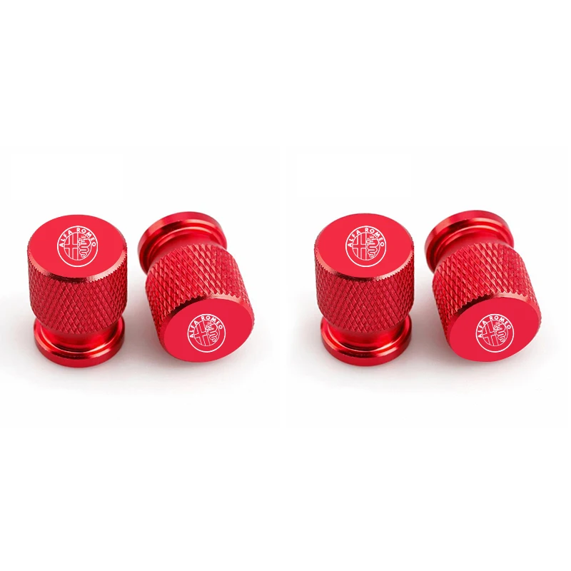 4Pcs Car Tire Valve Caps Auto Aluminum Alloy Tyre Air Stem Dust Cover For Alfa Romeo Giulietta Giulia GT Mito Brera F1 Stelvio