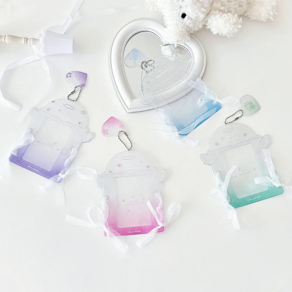 

Monvkaka Transparent Glitter Lace Lace-up Card Holder Star-chasing Mini Card Holder Random Card Holder for Idols