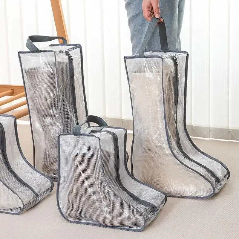 1pc Grey Boot Storage Bag Dust Cover for Shoes Transparent Moisture-proof and Mold Proof Protective Cove