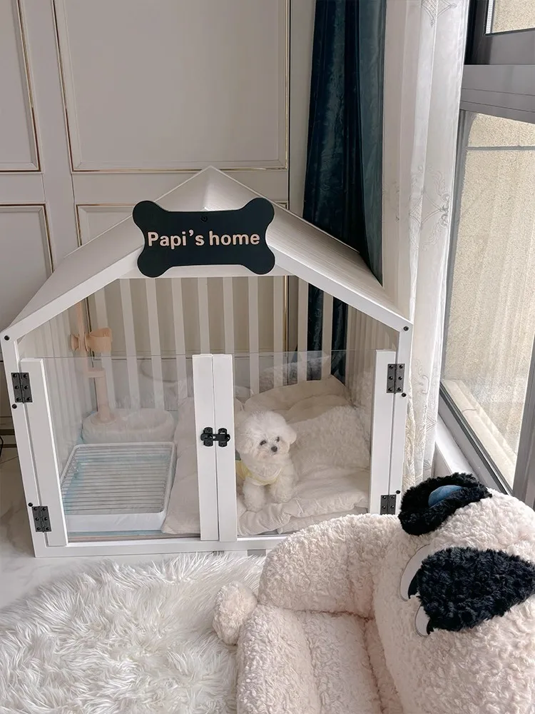 

Indoor Solid Wood Creativity Design Special Use Pet Doghouse Detachable Washable Advanced Light luxury Large Dogs Big Villa