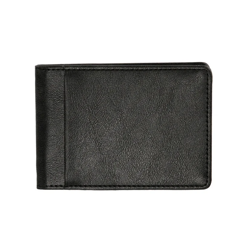 Modische Herren-Geldbörse aus PU-Leder, zweifach faltbar, mit Geldklammer, multifunktional, dünne Metallklammer, Kartenhalter – Detail 7