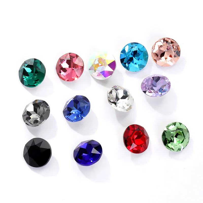 8mm/10mm/12mm 10/20Pcs Gemstone Flower Rhinestone Round Crystal Premium Diamond Pointback Strass Jewerlry Stone Loose Crystal