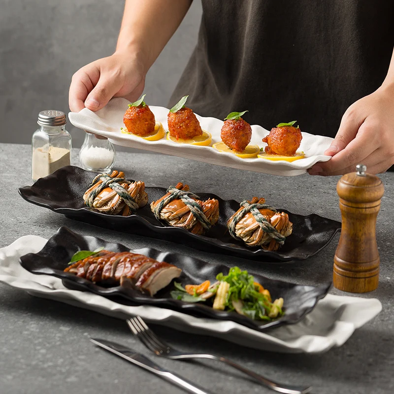 Creative Irregular Rectangle Sushi Plate Restaurant Sashimi Long Plate Grilled Fish Plates Dessert Plates Salmon