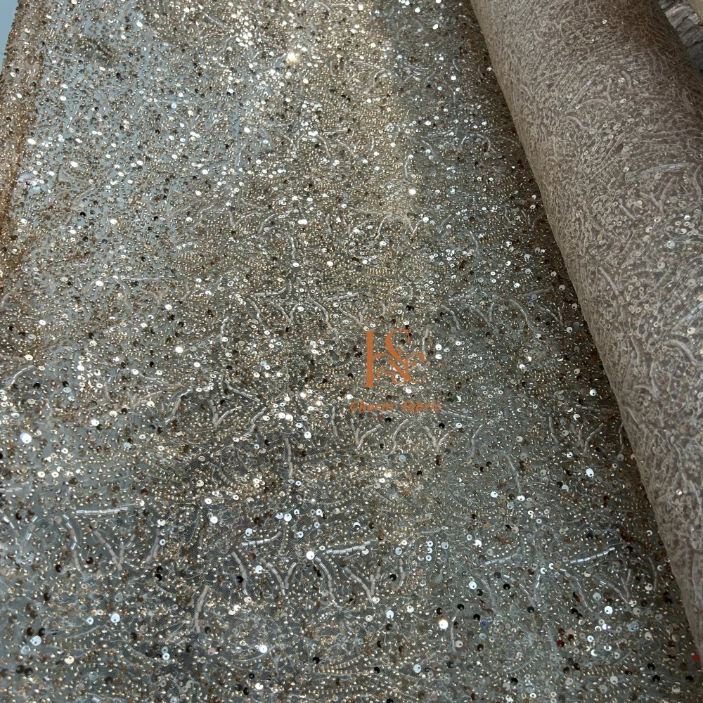 

Высококачественная ткань для вышивки бисером и блестками, шитье свадебных и вечерних платьев, сделай сам, высококачественная ткань для одежды по индивидуальному заказу