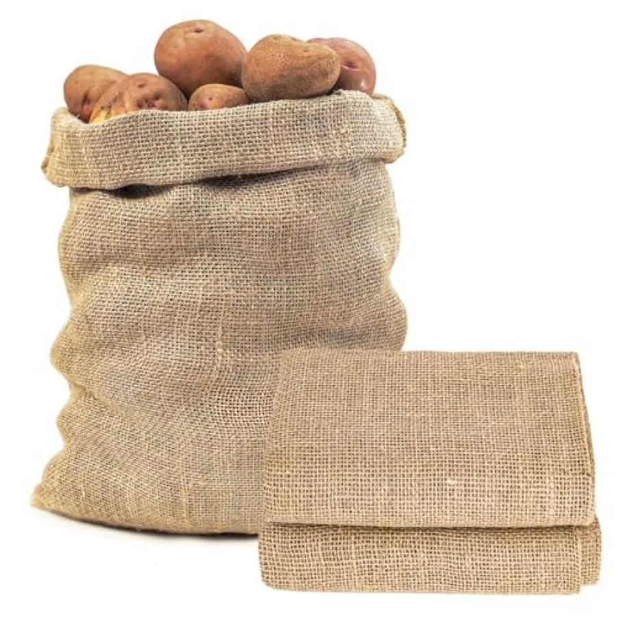 

2 PCS Burlap Sack 18.5 x 27.5 Burlap Bags for Plants High Density Natural Jute Bags of Potatoes Plant Grow Bags with Rope Potat