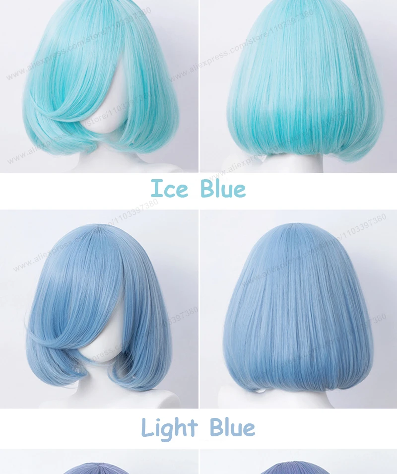 35cm Short Bob Cosplay Wig Golden Yellow Red Purple Black Blue Pink Women Bobo Hair Heat Resistant Hair Universal Anime Wigs