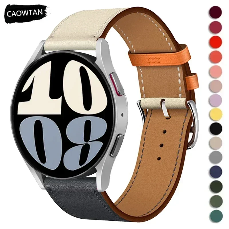 20mm 22mm Leather Band for Samsung Galaxy Watch 6/5/4 40mm 44mm 6Classic 43 47mm Active 2 Bracelet For Huawei 4 Ultimate Strap