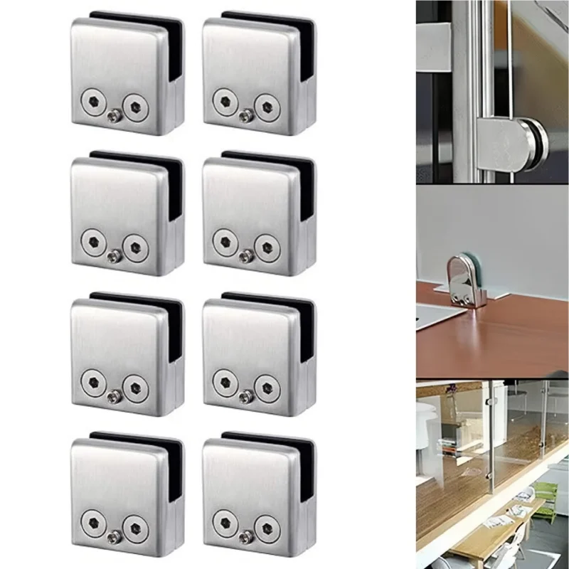 4/8pcs Stainless Steel Glass Clamp Glass Plated Brackets Zinc Alloy Chrome Finish Shelf Holder Support Brackets Clamps